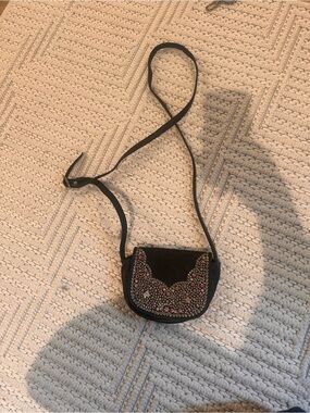 Freestyle Black Crossbody Bag with Pink and Silver Stud Detailing